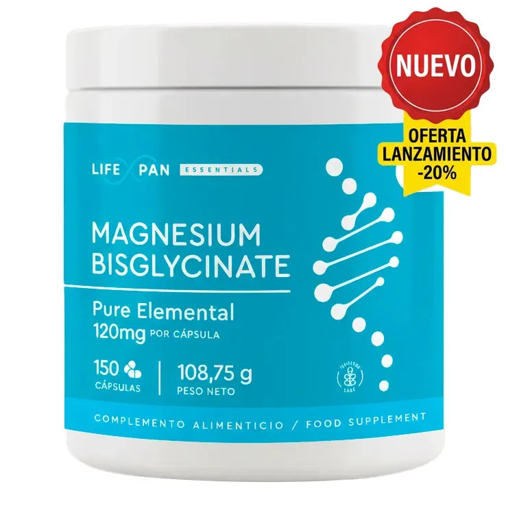LifeXpan® Bisglicinato de Magnesio XL - 120 mg Puro Elemental | Energía, Estrés y Sueño Reparador | 150 Cápsulas Veganas